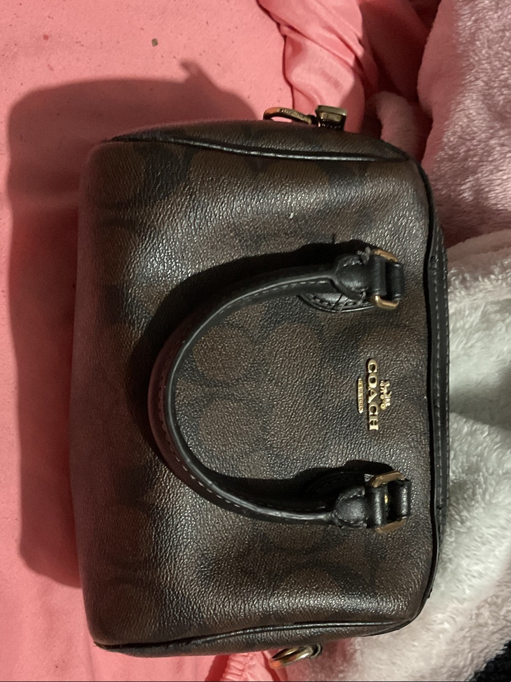 Coach Black Leather Mini Satchel with Gold Hardware